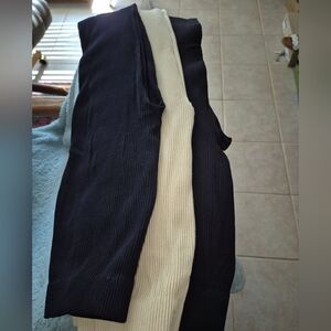 3 PAIR (3) Zara Tan & Black Ribbed Leggings